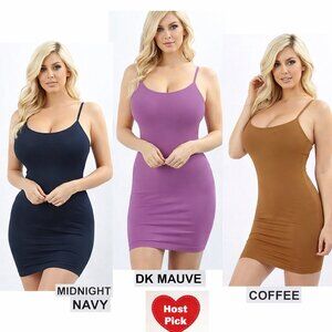(3-Pack) Sexy Bodycon Slip Dress Stretchable Spaghetti Strap